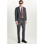 Erkek Slim Fit Mono Yaka Likralı Esnek Kumaş Füme Takım Elbise - 44 - 6 Drop
