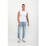Erkek Slim Fit Normal Bel Düz Kesim Dar Paça Likralı Açık Mavi Jean Pantolon