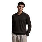 Erkek Slim Fit Polo Yaka Fitilli Örme Triko Kazak Kahverengi
