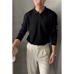 Erkek Slim Fit Polo Yaka Fitilli Triko Kazak -26107