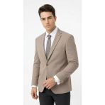 Erkek Slim Fit Tek Düğmeli Blazer Ceket – Vizon Renk, Şık Ve Modern Kesim