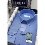 Erkek Slim Fit Uzun Kol Pamuklu Hediye Kutulu Gömlek - Saks Mavi Saks
