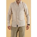 Erkek Slim Fit Viskon Keten Gömlek Taş Rengi