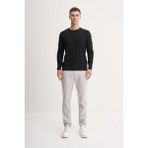 Erkek Slim Fit Viskon Kumaş Premium Bisiklet Yaka Kazak - Siyah - 2XL