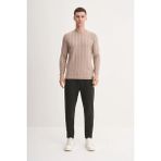 Erkek Slim Fit Viskon Kumaş Premium Bisiklet Yaka Kazak - Siyah - XL