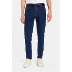 Erkek Slim Fit Yıkamalı Taşlamalı Esnek Kot Düz Paça Tapered Lacivert Pantolon