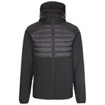 Erkek Softshell Ceket Fermuarlı Kapüşon Lenek, siyah, M