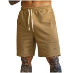 Erkek şort spor atletik plaj pantolon pantolon şort adam gevşek Fit Hawaii yırtık sonbahar yaz 2025, S-085 Haki, XL