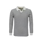 Erkek Spor Çizgili Mevsimlik Triko Polo Yaka Kazak BGL-ST03930 BEYAZ M