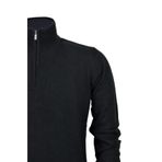 Erkek Spor Düz Fermuarlı Yaka Kazak R22949 BGL-ST03181 SİYAH M