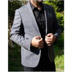 Erkek Spor Ekose Ince Desenli Gri Renk Ceket 1400 - Füme - 46 - 6