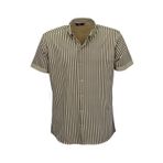 Erkek Spor Likralı Çizgili Gömlek 0037 BGL-ST03847 BEJ L