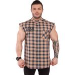 Erkek Spor Oldschool Kolsuz Antrenman Üstü Gömlek Big Sam 5043 - 2XL - Siyah - Turuncu