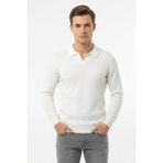 Erkek Spor Polo Yaka Mevsimlik Kazak BGL-ST05444 - Beyaz - 2XL