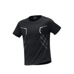 Erkek Spor Tişört Antreman Gym Polyester Erkek Sporcu T-shirt ŞERİTLİ-TİŞÖRT (Siyah, L)
