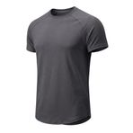 Erkek Spor Tişört Fitness Antrenman Tişörtü Oval Kesim Likralı Süprem Reglan Kol OVAL-T22 (Füme, L)