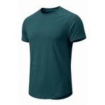 Erkek Spor Tişört Fitness Antrenman Tişörtü Oval Kesim Likralı Süprem Reglan Kol OVAL-T22 (Nefti, L)