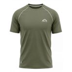 Erkek Spor Tişört Hızlı Kuruyan Esnek Regular Fit Reglan Biyeli Activewear (HAKİ, S)