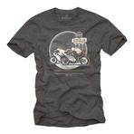 Erkek Spor Tişörtü | Vintage Motosiklet Desenli Biker Tasarımı | Süper Sport Tarzı Motorcu Giyim Gri XXXL