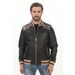 Erkek Spor ve Şıklık Bir Arada Derimont Varsity Hakiki Kuzu Derisi Bomber Ceket Erkek Mont