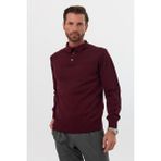 Erkek Standart Fit Gömlek Polo Yaka Cepli Triko Kazak - 2XL - Bordo
