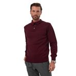 Erkek Standart Fit Gömlek Polo Yaka Cepli Triko Kazak Bordo XL