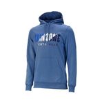 Erkek Standart Fit Kapüşonlu Kabartma Baskılı Mavi Sweatshirt