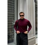Erkek Standart Fit Normal Kesim Yarım Balıkçı Yaka Triko Kazak - 2XL - Bordo