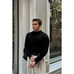 Erkek Standart Fit Normal Kesim Yarım Balıkçı Yaka Triko Kazak - 2XL - Siyah