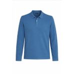 Erkek Standart Fit Rahat Kesim Pamuklu Yumuşak Dokulu Düz Pike Uzun Kollu İndigo Polo Yaka Tişört