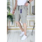 Erkek Su Yeşili Likralı Gabardin Şort Kargo Cepli Pamuklu Beli Lastikli Bağcıklı Basic Şort - 32