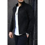 Erkek Süet Ince Mevsimlik Ceket - Siyah - 2XL