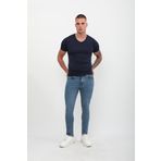 Erkek Süper Skinny Fit Düşük Bel Dar Kesim Dar Paça Likralı Mavi Jean Pantolon
