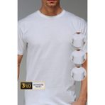 Erkek Süprem Bisiklet Yaka Beyaz T-Shirt 947 3'lü Ekonomik Paket - XXL