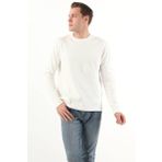 Erkek Sweatshirt Bisiklet Yaka Beyaz