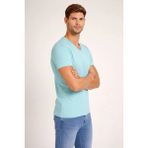 Erkek T-Shirt V Yaka Slim Fit Dar Kesim Likralı Tişört Günlük Basic Body - Turkuvaz - Turkuaz - XL