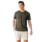 Erkek T-shirt%100 Pamuk Regular Fit Standart Kesim Bisiklet Yaka Basic Tişört BASIC-T-SHIRT1 Haki S