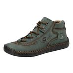 Erkek takım elbise ayakkabısı, modaya uygun, yazlık deri ayakkabı, düz, yumuşak taban, rahat, Mid Top Lace Up günlük ayakkabı, iş ayakkabısı, asker yeşili, 44 EU