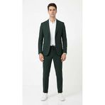 Erkek Takım Elbise - Jogger Pantolonlu Pike Kumaş - Slim Fit Torba Cepli Spor Şık Modern Kombin (Zümrüt Yeşil, 50)
