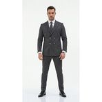 Erkek Takım Elbise - Lacivert İnce Çizgili Kruvaze İtalyan Kesim - Modern Slim Fit Premium Kumaş (Lacivert, 56)