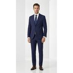 Erkek Takım Elbise - Slim Fit 2’li Set - Esnek Duble Face Kumaş 2 Düğmeli Çift Yırtmaçlı Modern Klasik Takım (Lacivert, 48)