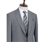 Erkek Takım Elbise, Slim Fit, Blazer, Çizgili, 3 Parça, Ceket Yelek Pantolon, Klasik Kesim, Resmi Giyim (3, Açık Gri, 56)