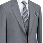 Erkek Takım Elbise, Slim Fit, Blazer, Çizgili, 3 Parça, Ceket Yelek Pantolon, Klasik Kesim, Resmi Giyim (3, Açık Gri, 62)