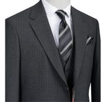 Erkek Takım Elbise, Slim Fit, Blazer, Çizgili, 3 Parça, Ceket Yelek Pantolon, Klasik Kesim, Resmi Giyim (3, Koyu Gri, 58)