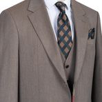 Erkek Takım Elbise, Slim Fit, Blazer, Çizgili, 3 Parça, Ceket Yelek Pantolon, Klasik Kesim, Resmi Giyim (3, Vizon, 58)