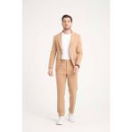 Erkek Takım Elbise Slim Fit En Boy Likra - 48 - Koyu Bej