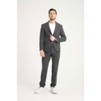 Erkek Takım Elbise Slim Fit En Boy Likra - 50 - Koyu Gri