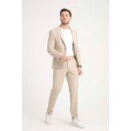 Erkek Takım Elbise Slim Fit En Boy Likra - 56 - Bej