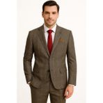 Erkek Takım Elbise Slim Fit - Kahverengi - 46