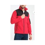 Erkek Tam Fermuar Softshell Garnili Polar Sweatshirt 3 Cepli Göğüs Kısmı Su ve Ruzgar Geçirmez - XL - Kırmızı - Siyah